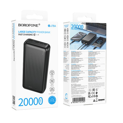 Extern batteri Borofone BJ78A Clever, 20000mAh, 10W, 2 x USB-A, Svart