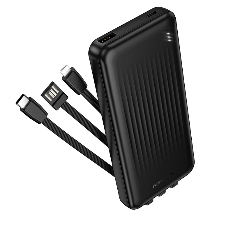Extern batteri Borofone BJ79 Clever, 10000mAh, 10W, 1 x Lightning - 1 x USB-A - 1 x USB-C, Svart