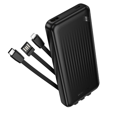Extern batteri Borofone BJ79 Clever, 10000mAh, 10W, 1 x Lightning - 1 x USB-A - 1 x USB-C, Svart