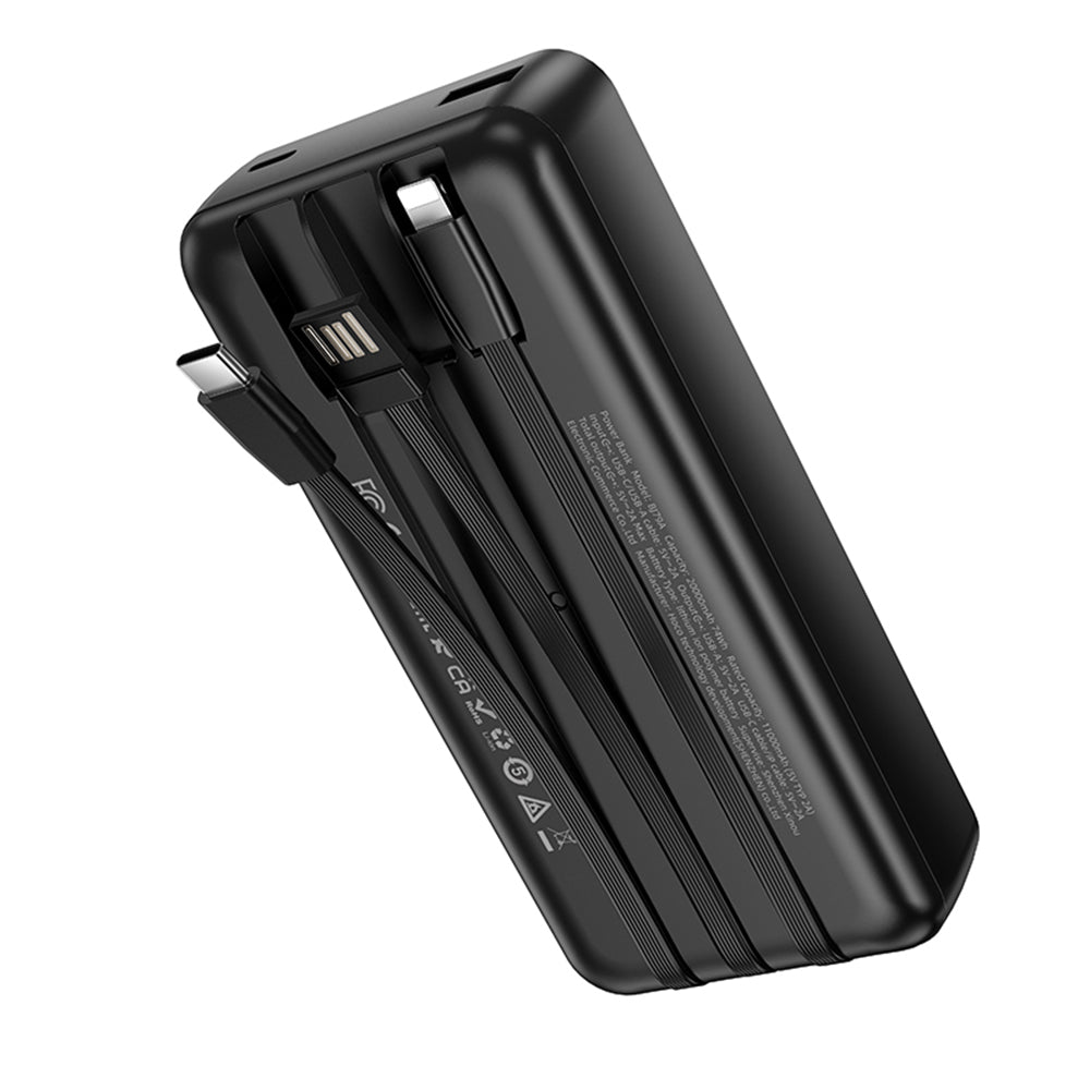 Extern batteri Borofone BJ79 Clever, 20000mAh, 10W, 1 x Lightning - 1 x USB-A - 1 x USB-C, Svart