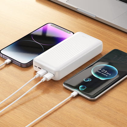 Extern batteri Borofone BJ80A Clever, 20000mAh, 22.5W, QC + PD, 1 x USB-C - 2 x USB-A, Vit