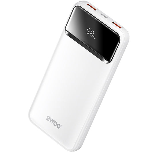 Extern batteri BWOO BO-P34, 10000mAh, 22,5W, QC + PD, 1 x USB-C - 2 x USB-A, Vit