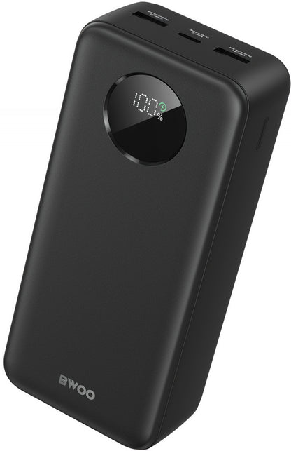 Extern batteri BWOO BO-P64, 30000mAh, 22.5W, QC + PD, 1 x USB-C - 2 x USB-A, Svart
