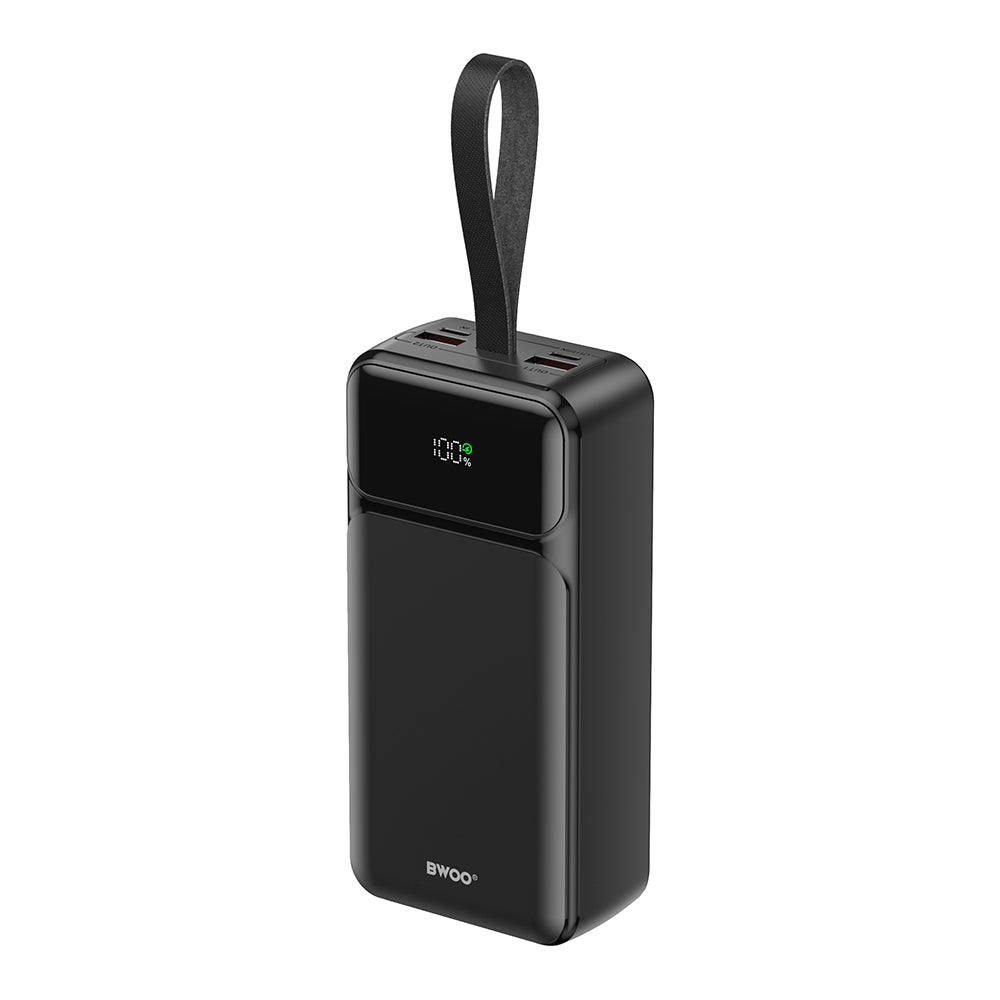 Extern batteri BWOO BO-P66, 30000mAh, 65W, QC + PD, 1 x USB-C - 2 x USB-A, Svart
