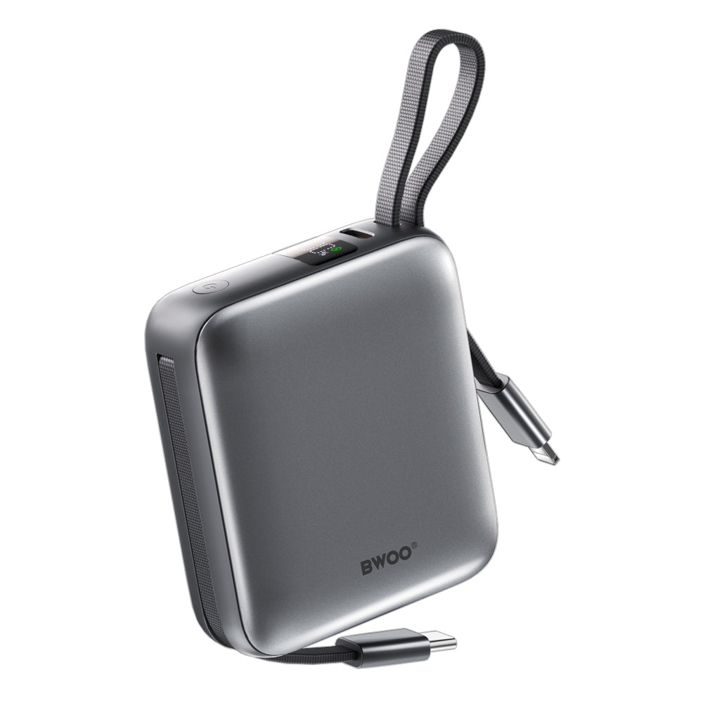 Extern batteri BWOO BO-P74, 10000mAh, 22.5W, PD, 1 x Lightning - 2 x USB-C, Svart