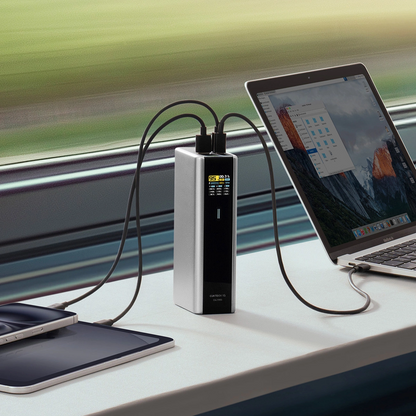 Extern batteri Cuktech, 20000mAh, 210W, QC + PD, 1 x USB-A - 2 x USB-C, Grå CKPB200UGLGR