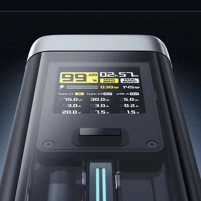 Extern batteri Cuktech, 25000mAh, 210W, QC + PD, 1 x USB-A - 2 x USB-C, Svart CUK00P23GLBK