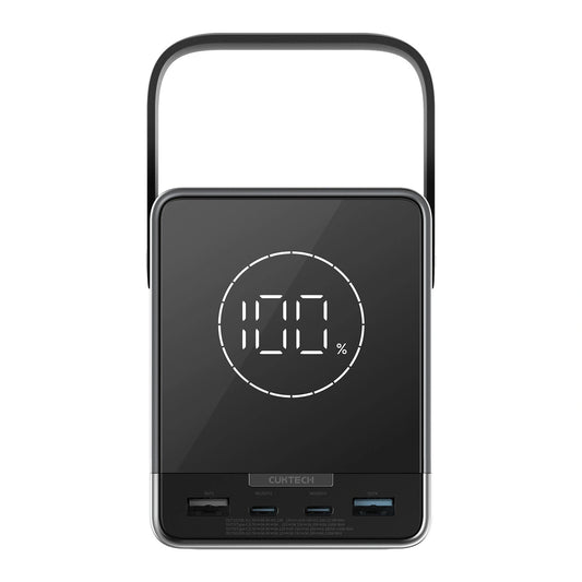 Extern batteri Cuktech, 40000mAh, 300W, QC + PD + FQI, 1 x QI - 2 x USB-A - 2 x USB-C, Svart