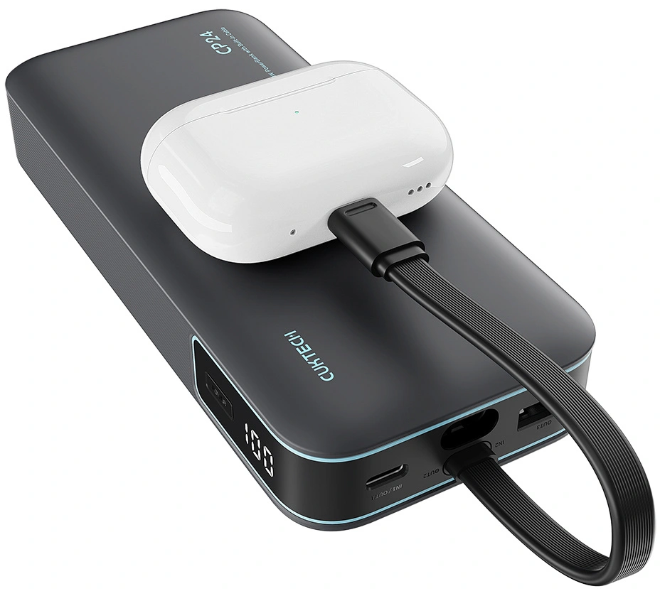 Extern batteri Cuktech LPB200N, 20000mAh, 40W, QC + PD, 1 x USB-A - 2 x USB-C, Svart
