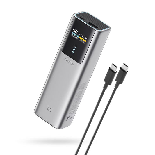 Extern batteri Cuktech PB150P, 15000mAh, 120W, QC + PD, 1 x USB-A - 2 x USB-C, Grå CKPB150POSGR