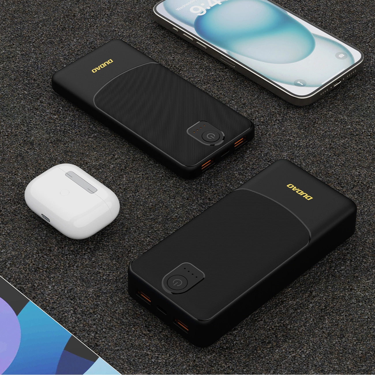 Extern batteri Dudao K10, 10000mAh, 12W, 2 x USB-A, Svart