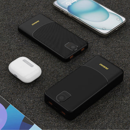 Extern batteri Dudao K10, 10000mAh, 12W, 2 x USB-A, Svart