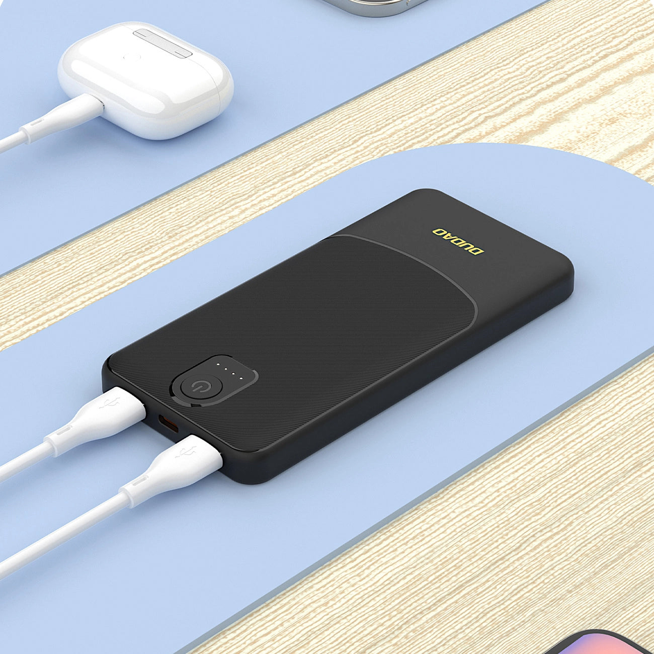 Extern batteri Dudao K10, 10000mAh, 12W, 2 x USB-A, Svart