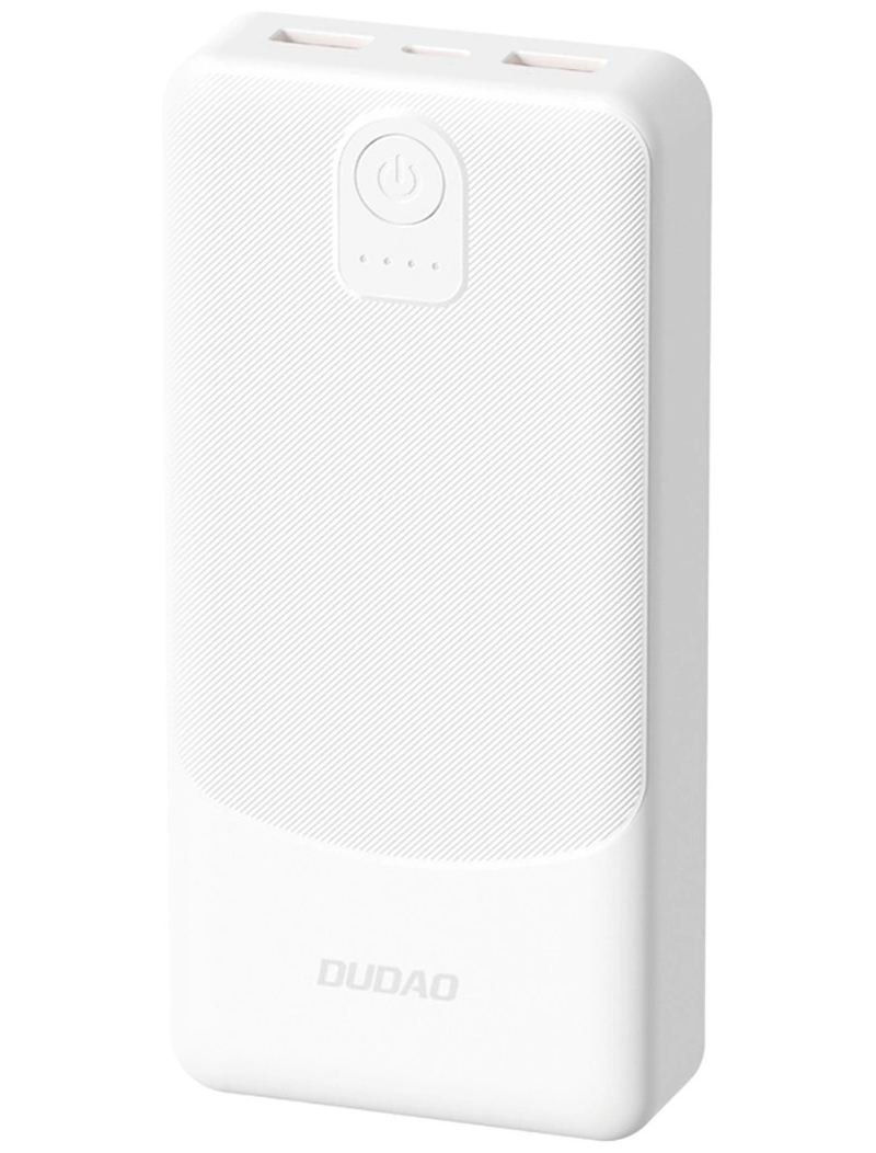Extern batteri Dudao K10Pro, 20000mAh, 12W, 2 x USB-A, Vit