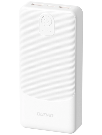 Extern batteri Dudao K10Pro, 20000mAh, 12W, 2 x USB-A, Vit