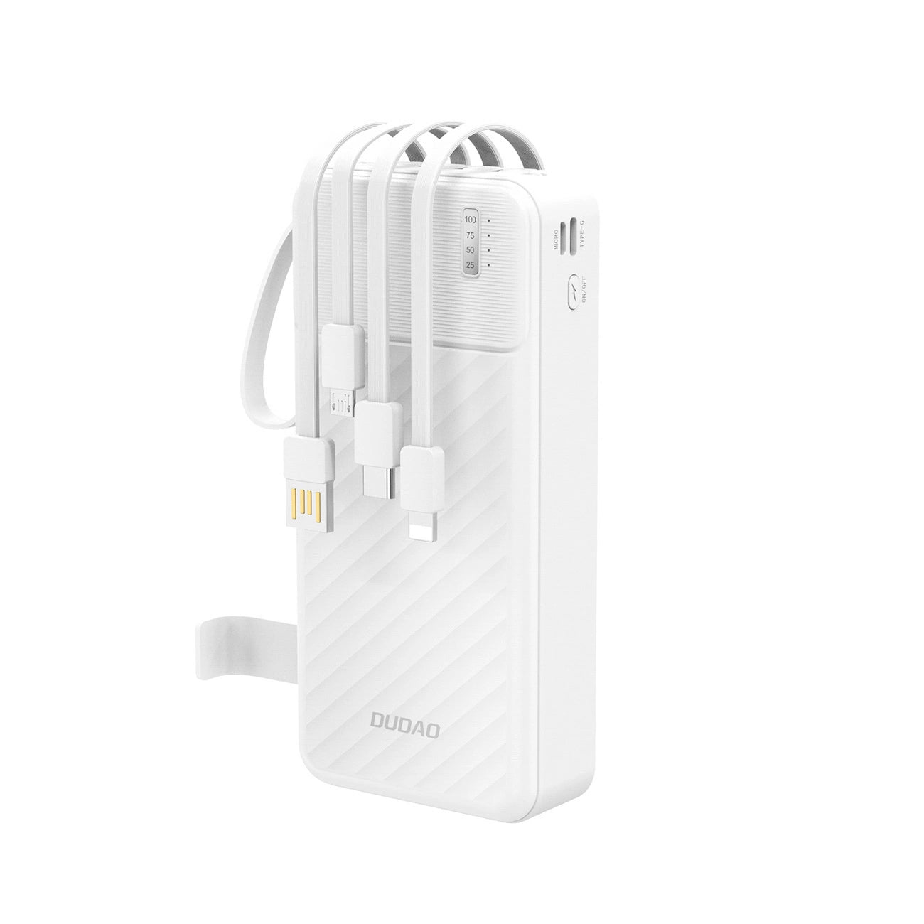 Extern batteri Dudao K11 Pro, 20000mAh, 10W, 1 x Lightning - 1 x microUSB - 1 x USB-A - 1 x USB-C, Vit