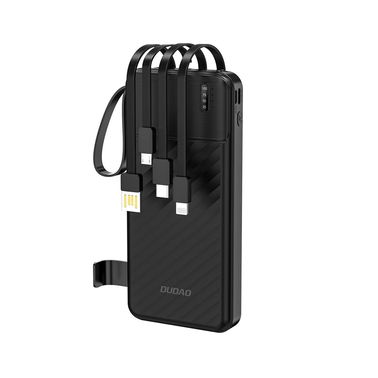 Extern batteri Dudao K11, 10000mAh, 10W, 1 x Lightning - 1 x microUSB - 1 x USB-A - 1 x USB-C, Svart