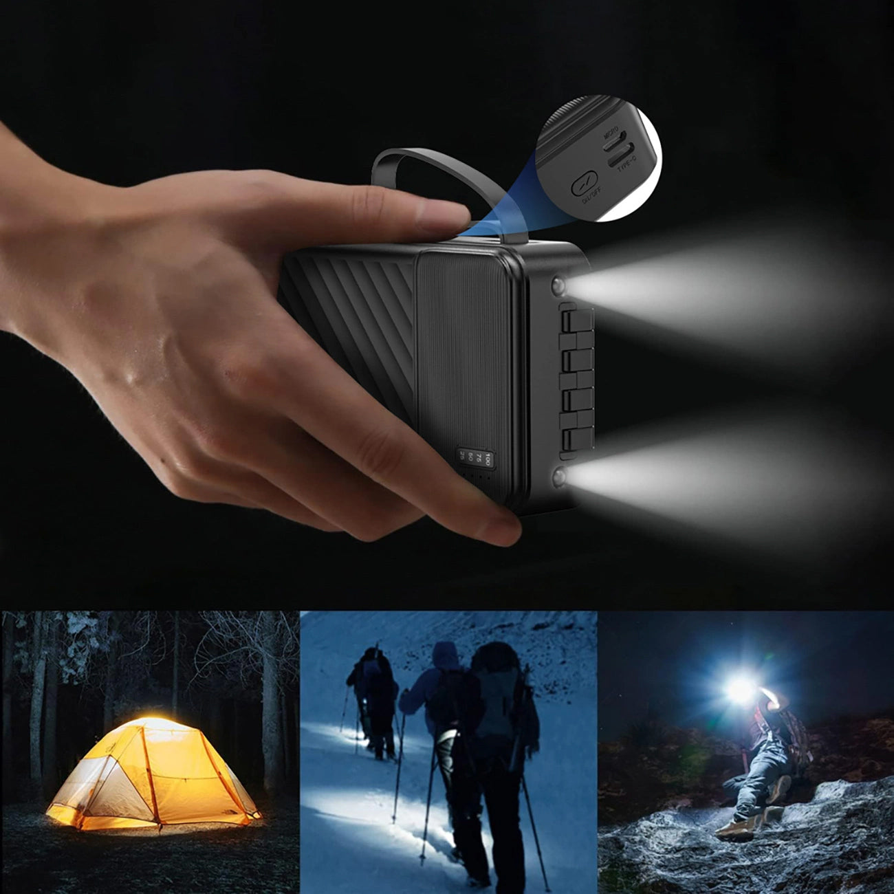 Extern batteri Dudao K11 Pro, 20000mAh, 10W, 1 x Lightning - 1 x microUSB - 1 x USB-A - 1 x USB-C, Vit