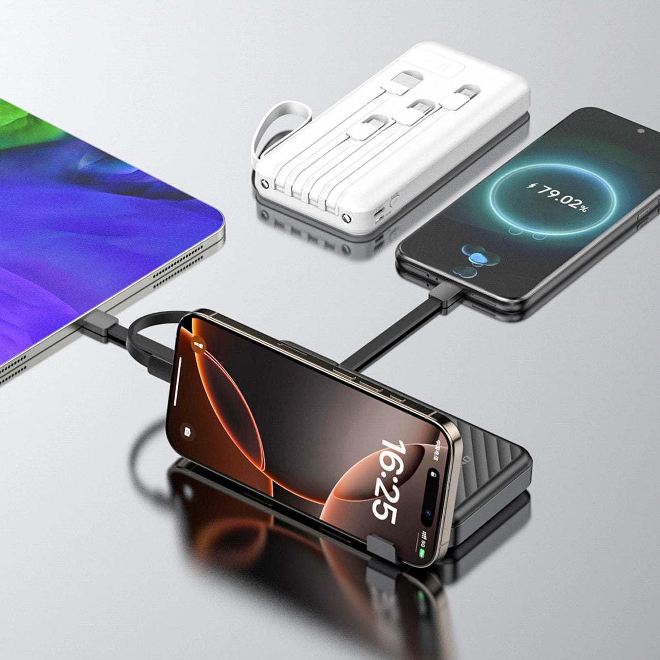 Extern batteri Dudao K11, 10000mAh, 10W, 1 x Lightning - 1 x microUSB - 1 x USB-A - 1 x USB-C, Vit