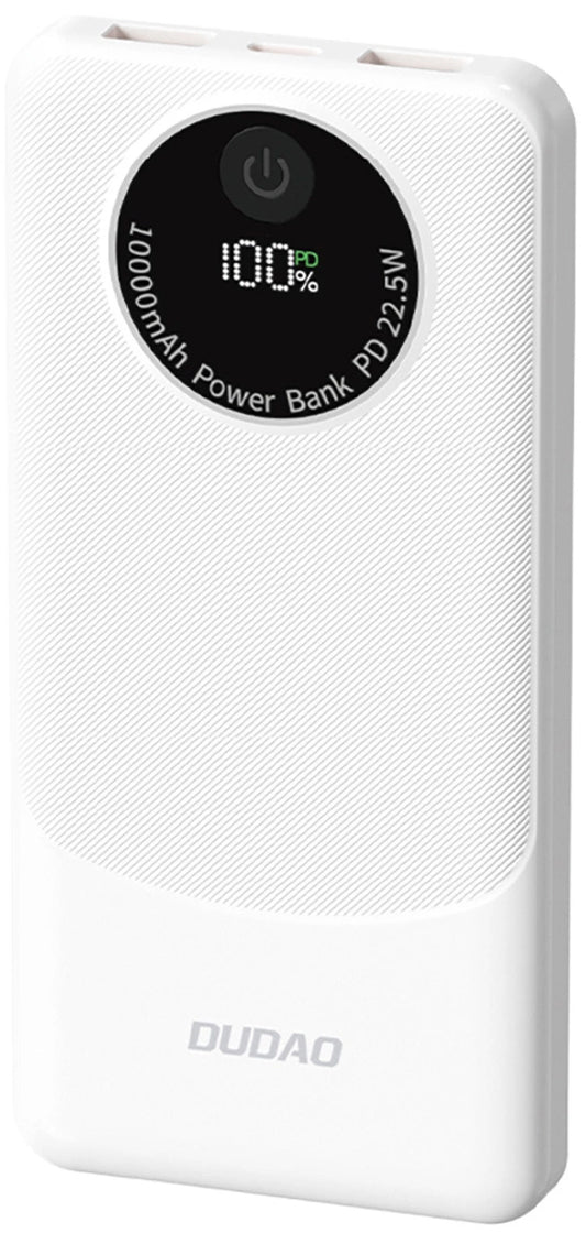 Extern batteri Dudao K12, 10000mAh, 22.5W, QC + PD, 1 x USB-C - 2 x USB-A, Vit