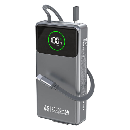 Extern batteri Dudao K31 Pro, 20000mAh, 45W, QC + PD, 1 x USB-A - 2 x USB-C, Grå