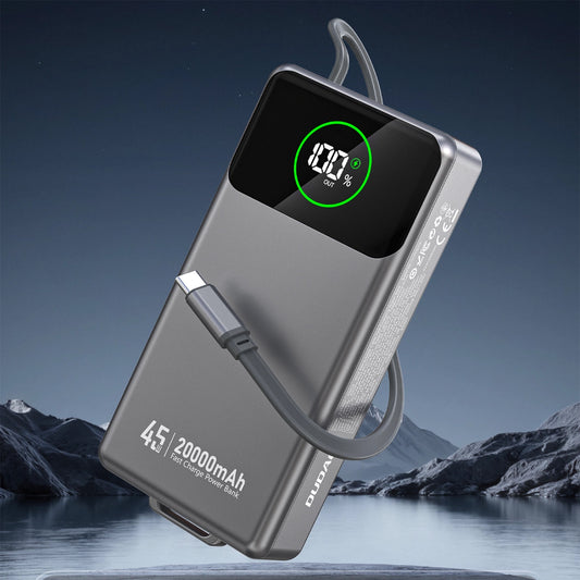 Extern batteri Dudao K31 Pro, 20000mAh, 45W, QC + PD, 1 x USB-A - 2 x USB-C, Grå