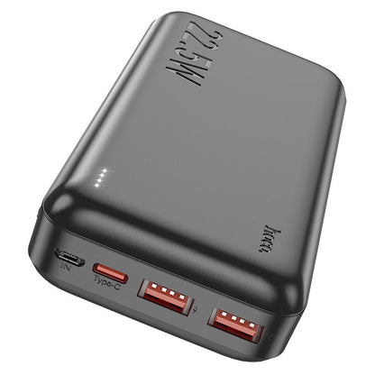 Extern batteri HOCO J101A, 20000mAh, 22,5W, QC + PD, 1 x USB-C - 2 x USB-A, Svart