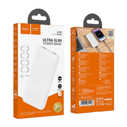Extern batteri HOCO J128, 10000mAh, 10W, 2 x USB-A, Vit
