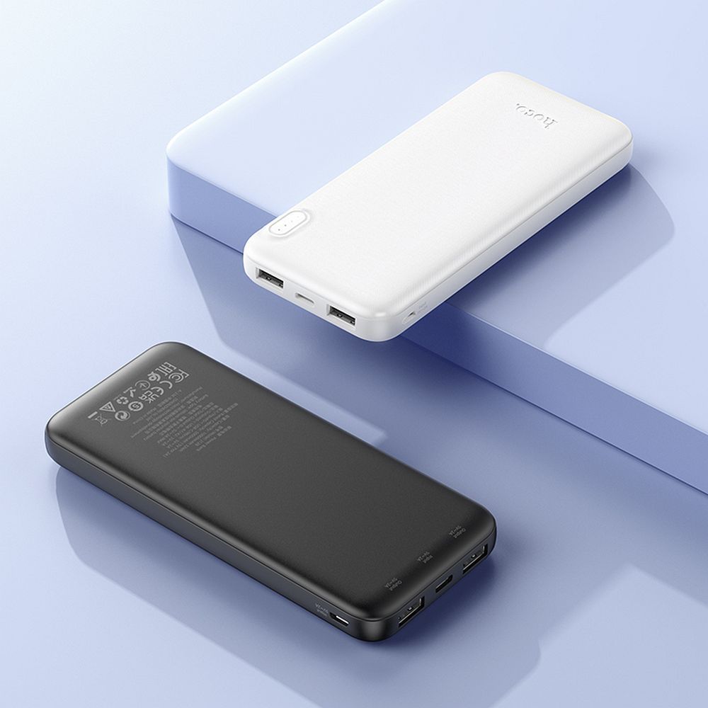 Extern batteri HOCO J128, 10000mAh, 10W, 2 x USB-A, Vit