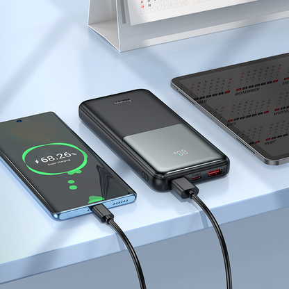 HOCO J136 powerbank, 10 000 mAh, 22,5 W, QC + PD, 1 x USB-C – 2 x USB-A, svart