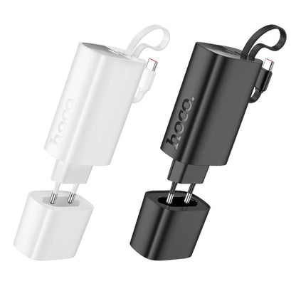 HOCO J148 2-i-1 powerbank, 5000 mAh, 20 W, PD, 2 x USB-C, vit