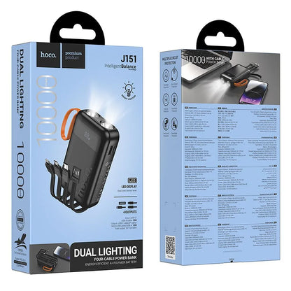 Extern batteri HOCO J151, 10000mAh, 10W, 1 x Lightning - 1 x microUSB - 1 x USB-A - 1 x USB-C, Svart