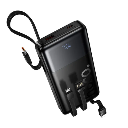 Extern batteri HOCO J156 Founder, 10000mAh, 22,5W, QC + PD, 1 x Lightning - 1 x microUSB - 1 x USB-A - 2 x USB-C, Svart