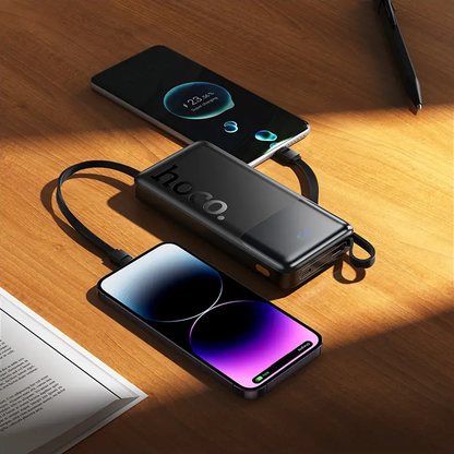 Extern batteri HOCO J156 Founder, 10000mAh, 22,5W, QC + PD, 1 x Lightning - 1 x microUSB - 1 x USB-A - 2 x USB-C, Svart
