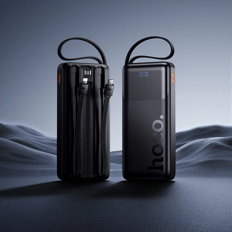 Extern batteri HOCO J156 Founder, 10000mAh, 22,5W, QC + PD, 1 x Lightning - 1 x microUSB - 1 x USB-A - 2 x USB-C, Svart