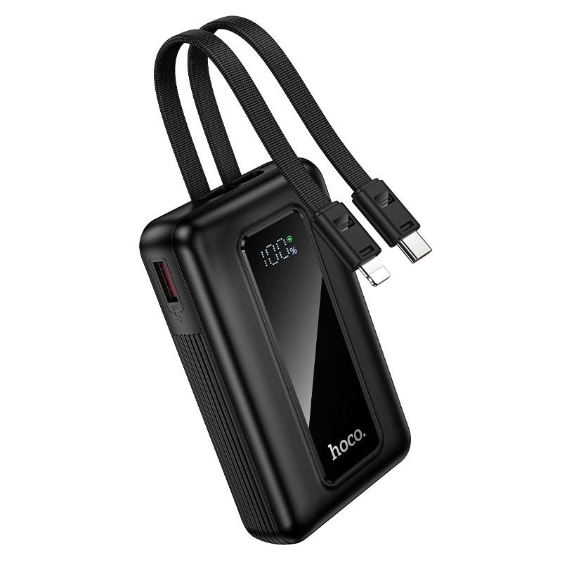 Extern batteri HOCO J162, 10000mAh, 22,5W, QC + PD, 1 x Lightning - 1 x USB-A - 2 x USB-C, Svart
