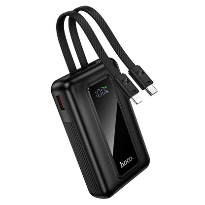 Extern batteri HOCO J162, 10000mAh, 22,5W, QC + PD, 1 x Lightning - 1 x USB-A - 2 x USB-C, Svart