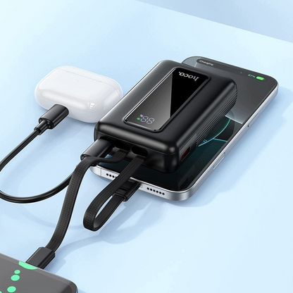 Extern batteri HOCO J162, 10000mAh, 22,5W, QC + PD, 1 x Lightning - 1 x USB-A - 2 x USB-C, Svart
