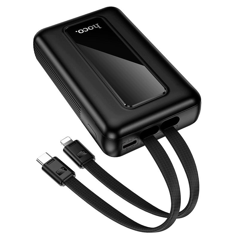Extern batteri HOCO J162, 10000mAh, 22,5W, QC + PD, 1 x Lightning - 1 x USB-A - 2 x USB-C, Svart