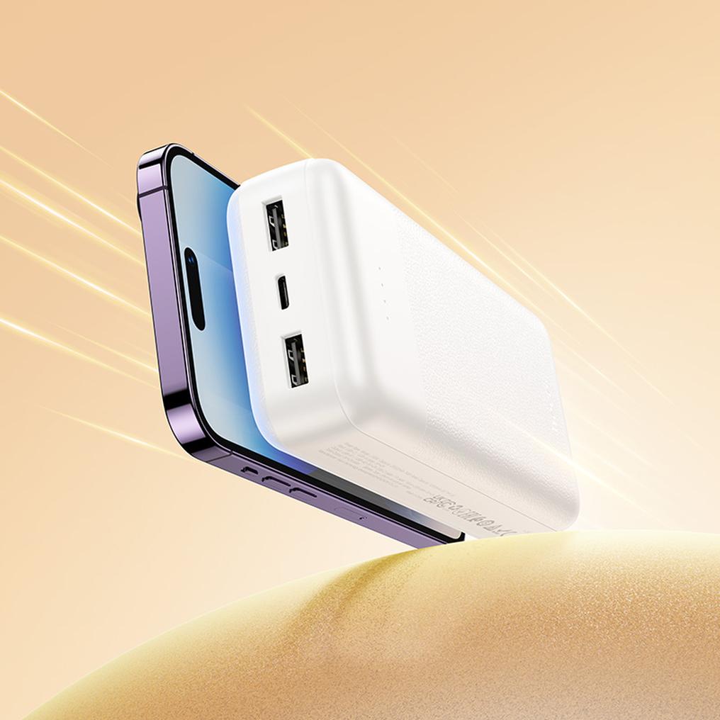 HOCO J163A powerbank, 20 000 mAh, 10 W, 1 x Lightning – 1 x microUSB – 1 x USB-C – 2 x USB-A, vit