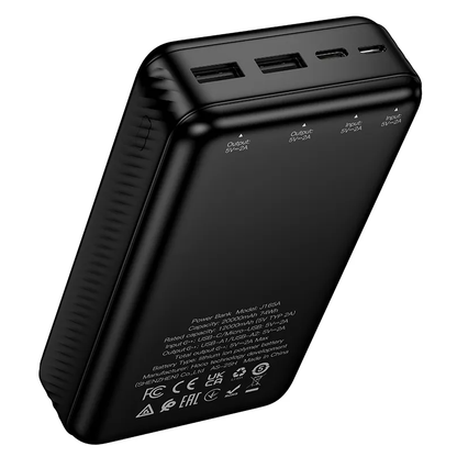 HOCO J165A External Battery, 20000mAh, 10W, 2 x USB-A, Black