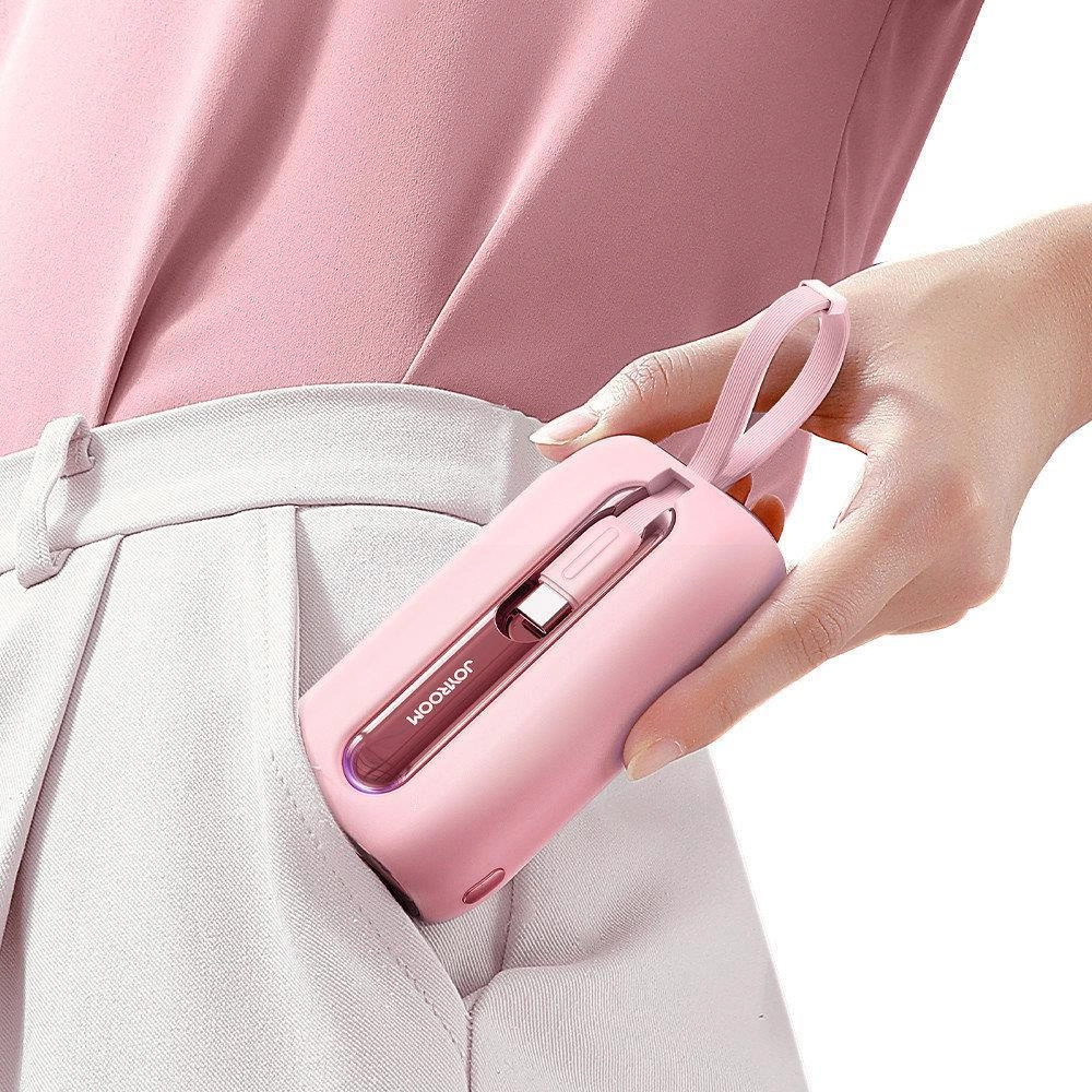 Extern batteri Joyroom Colorful Series JR-L012, 10000mAh, 22.5W, QC + PD, 1 x Lightning - 2 x USB-C, Rosa