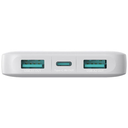 Extern batteri Joyroom JR-PBF12, 10000mAh, 12W, 1 x USB-C - 2 x USB-A, Vit