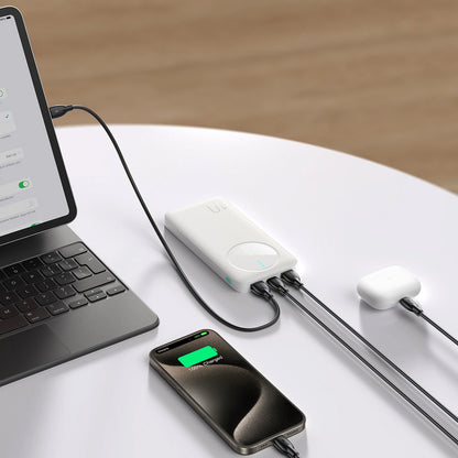 Extern batteri Joyroom JR-PBF12, 10000mAh, 12W, 1 x USB-C - 2 x USB-A, Vit