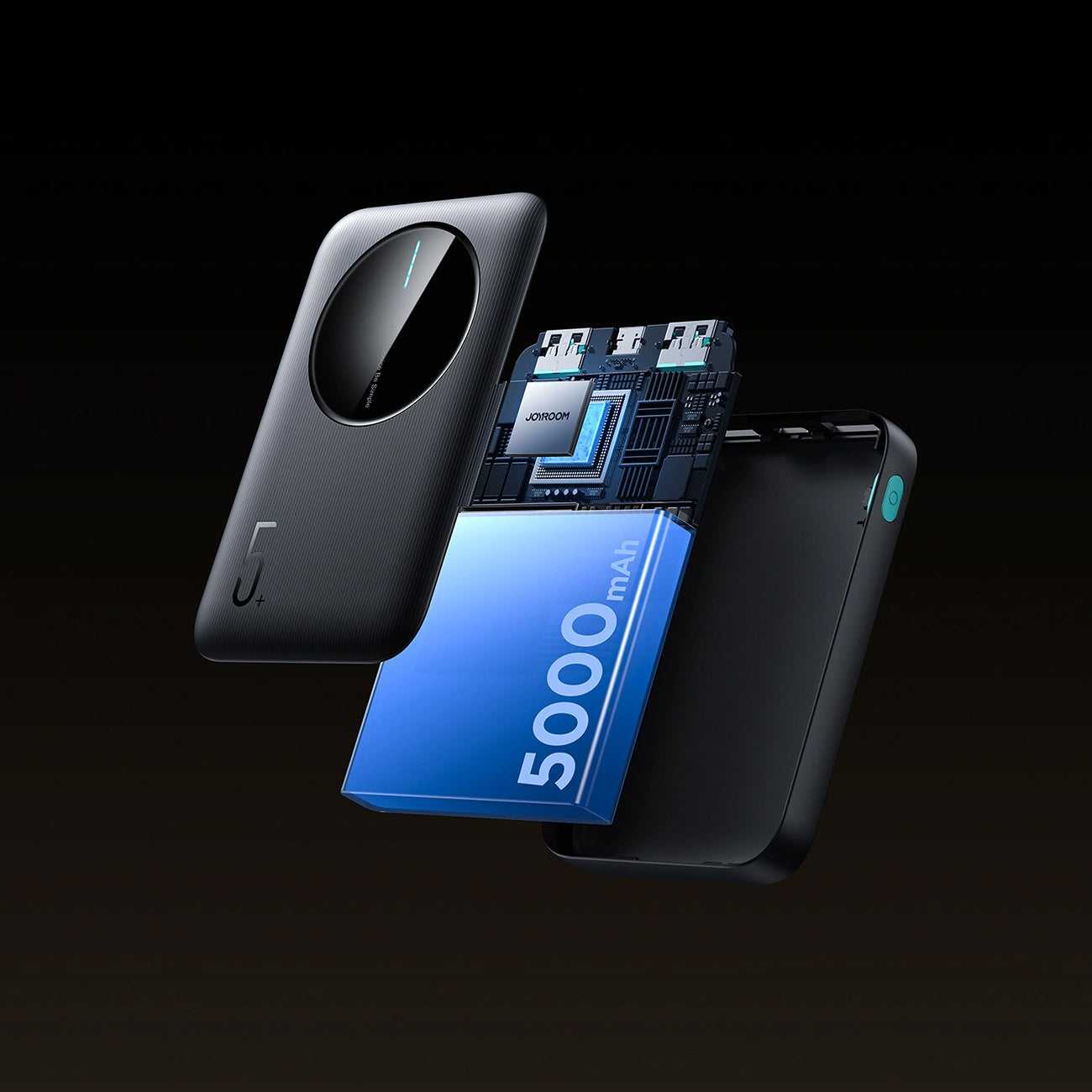 Extern batteri Joyroom JR-PBF13, 5000mAh, 12W, 1 x USB-C - 2 x USB-A, Svart