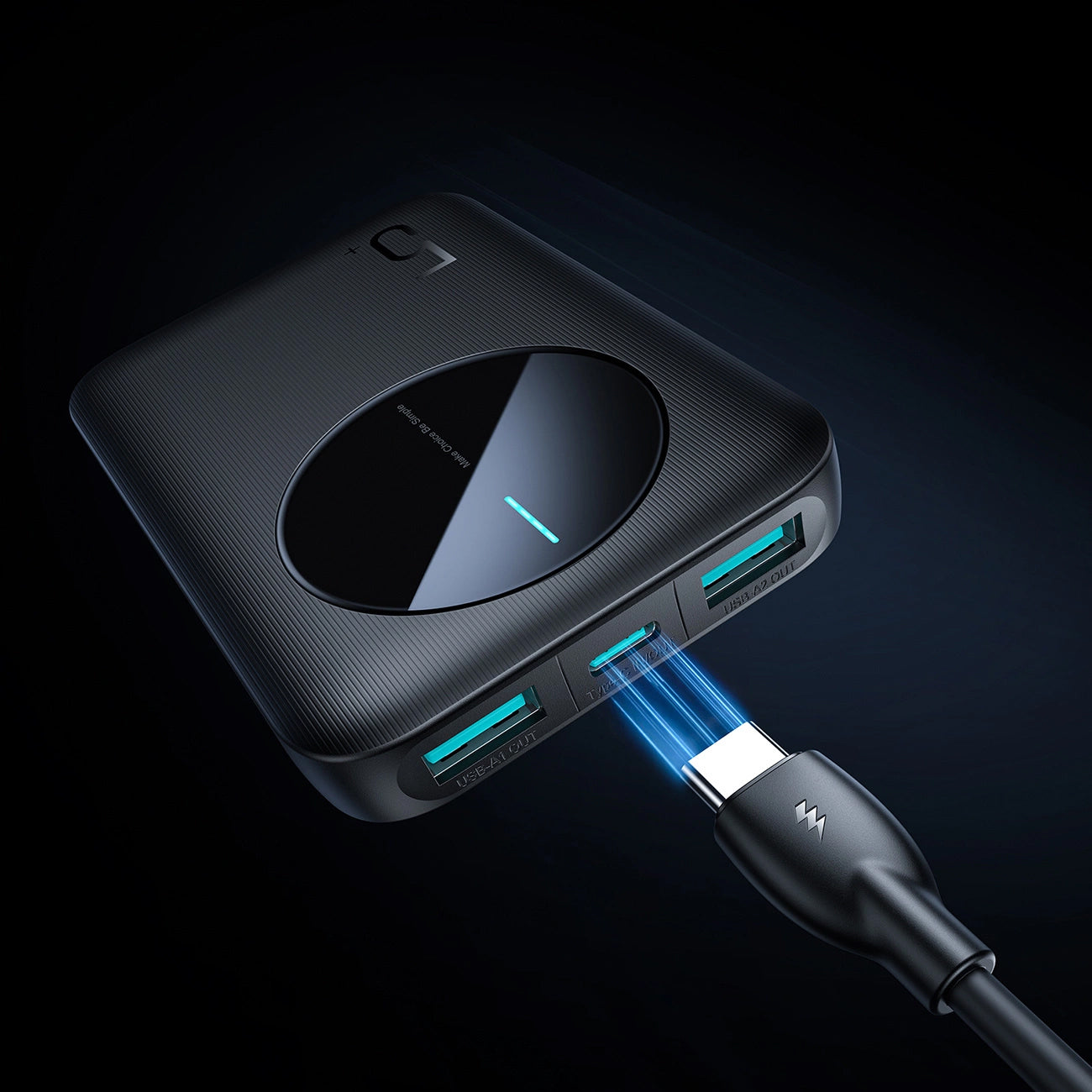 Extern batteri Joyroom JR-PBF13, 5000mAh, 12W, 1 x USB-C - 2 x USB-A, Svart