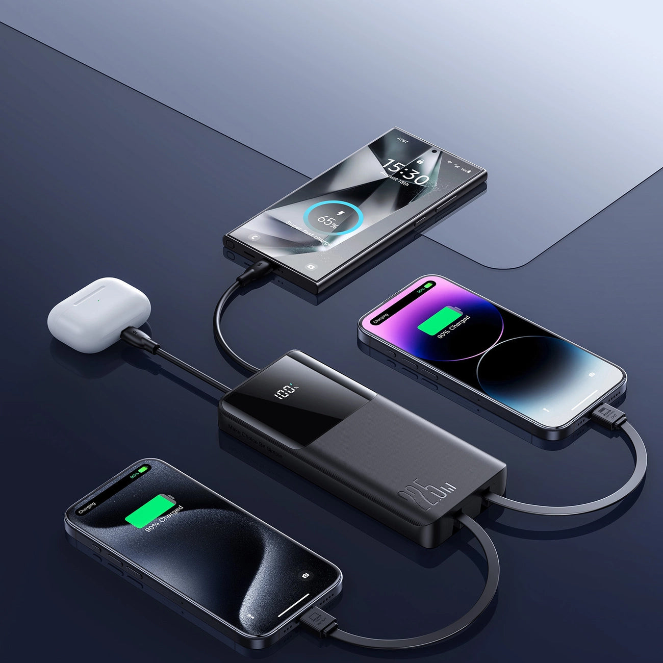 Extern batteri Joyroom JR-PBF19, 10000mAh, 22.5W, QC + PD, 1 x Lightning - 1 x USB-A - 2 x USB-C, Svart