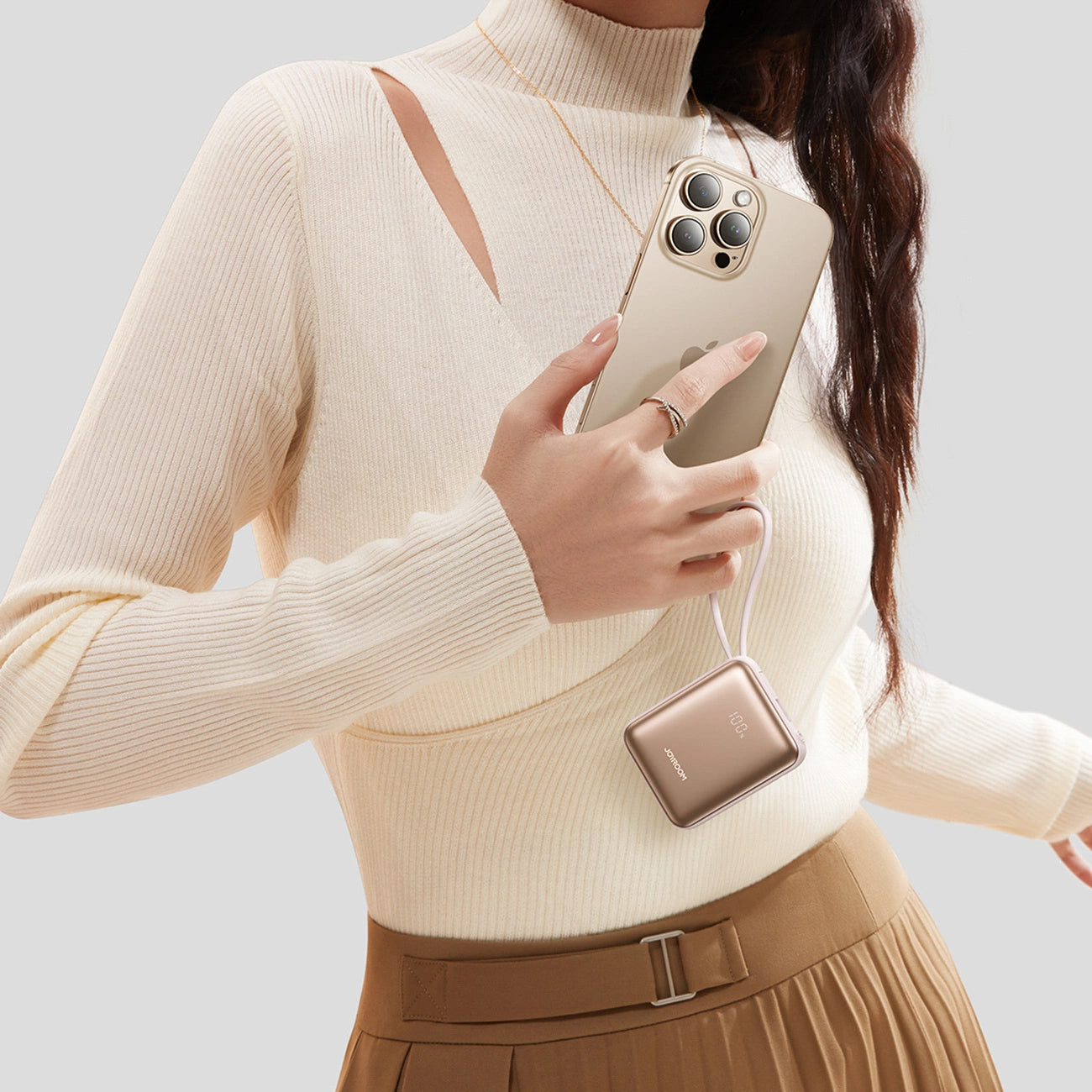 Extern batteri Joyroom JR-PBF27, 10000mAh, 22.5W, PD, 1 x Lightning - 2 x USB-C, Guld
