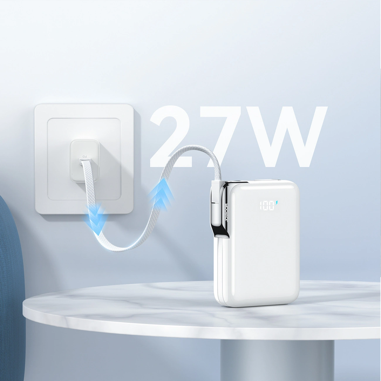 Extern batteri Joyroom JR-PBF27 Pro, 10000mAh, 30W, QC + PD, 1 x Lightning - 2 x USB-C, Vit