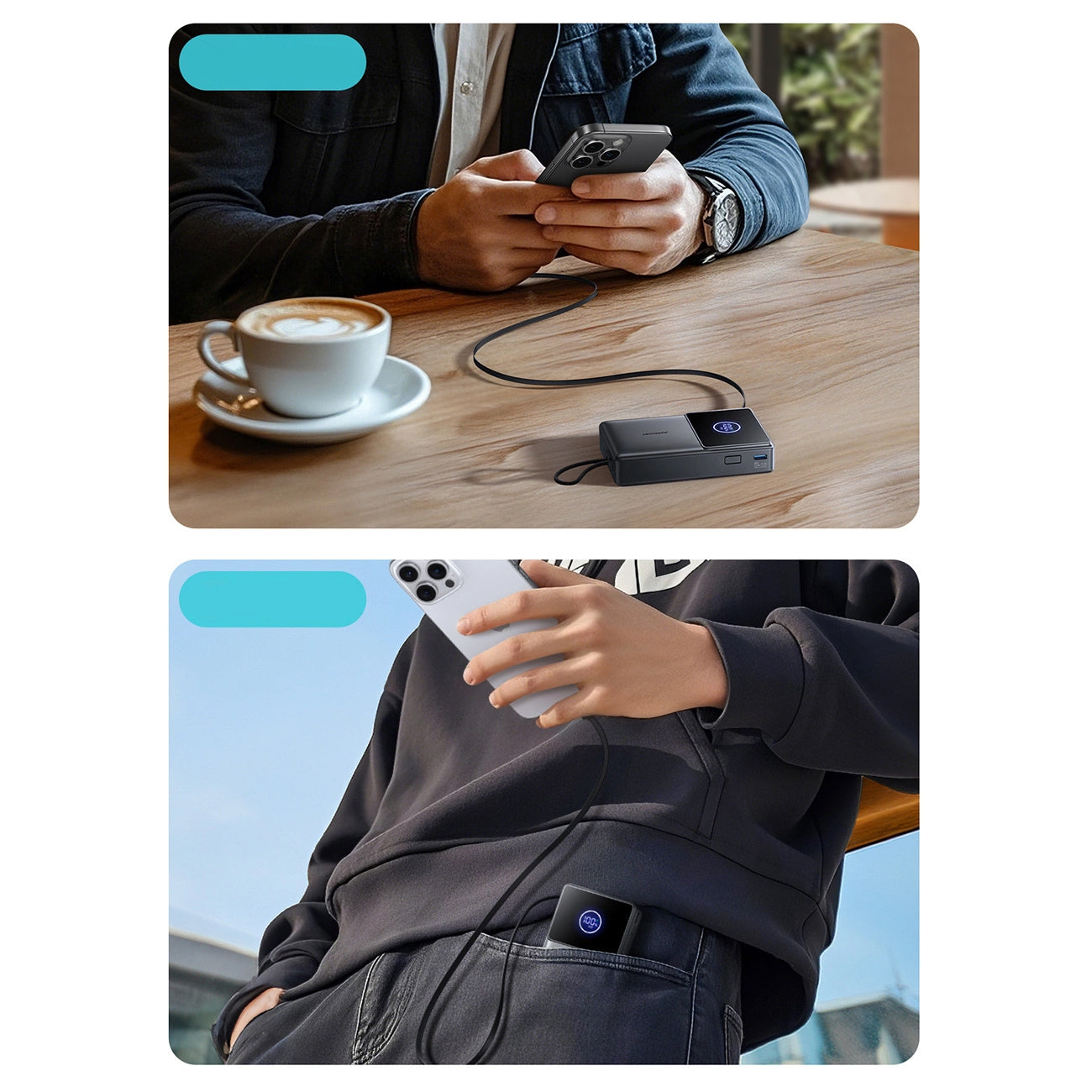 Extern batteri Joyroom JR-PR1, 10000mAh, 22.5W, PD, 2 x USB-C, Grå